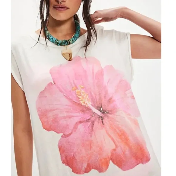 NWOT Free People Ragabond Hibiscus Maxi Tee Size Small - Picture 4 of 16